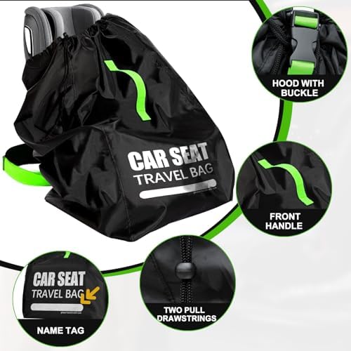 Car Seat Travel Bag for Airplane, Large Car Seat Bags for Air Travel with Padded Straps, Gate Check Storage Bag/Backpack for Car Seat Airport, Carseat Cover Travel - Baby Travel Essentials for Flying - Image 6