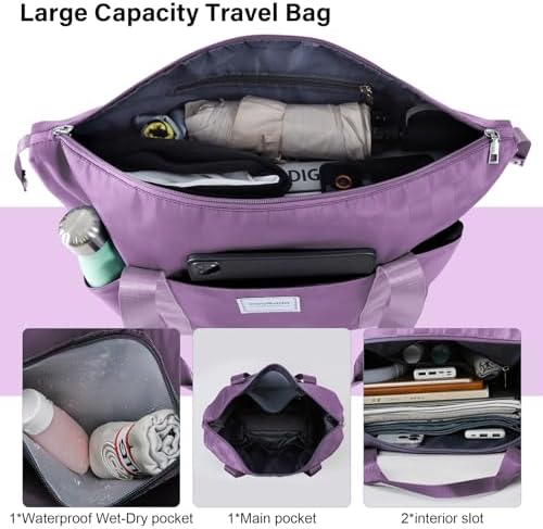 WOOMADA Expandable Foldable Rolling Duffel Bag with Wheels, Detachable Rolling Backpack Weekend Bag for Travel, Gift for Parents, Spouse(Lavender Checkerboard) - Image 5