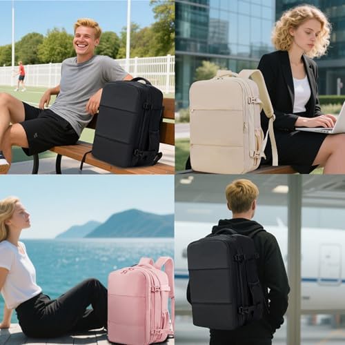 Vacuum Compression Backpack for Travel, Expandable Travel Backpack Business Bag with Compression, Fits 17 inch Laptop, Waterproof, for Men and Women – Black - Image 2