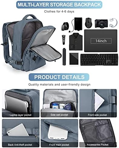 VGCUB Large Travel Backpack Bag for Women Men,Carry on Backpack,17 Inch Laptop Business Work Waterproof Backpack with Laptop Compartment,Person Item Flight Approved,Mochila de Viaje,Jewel Blue Large - Image 6