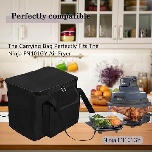 Carrying Bag for Ninja Crispi Air Fryer, Heavy Duty Heat-resistant Portable Outdoor Air fryer Bag with Pocket Travel Carriering Case Bag Compatible with Ninja Crispi Air Fryer FN101GY - Image 5