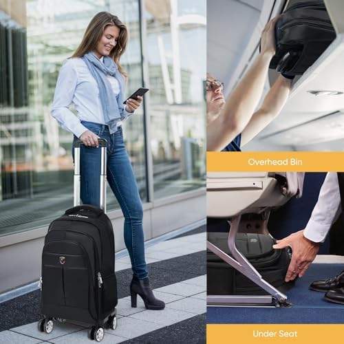 35L Multi-Scene Detachable Handle Travel Rolling Backpack Airline Approved,360° Rotating Fit 15.6 Inch Laptop College Backpack With 4 Wheels,Carry on Luggage - Image 3