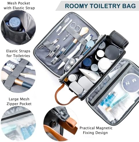 BAGSPRITE Large Toiletry Bag for Men, Women Travel Bag with Hanging Hook, Water-resistant Makeup Cosmetic Bag Shaving Kit Organizer, Bathroom Bag for Traveling - Image 3