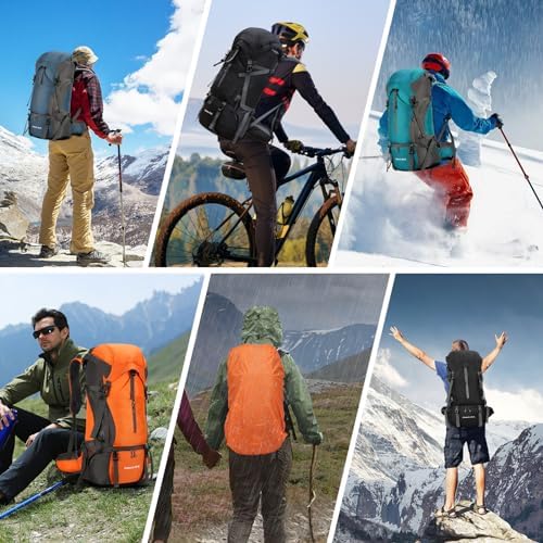 ShowyLive 70L Hiking Backpack Men/Women, Lightweight Camping Backpack, Foldable & Packable Daypack Backpacks for Outdoor, Travel Bag With Rain Cover (Black) - Image 8