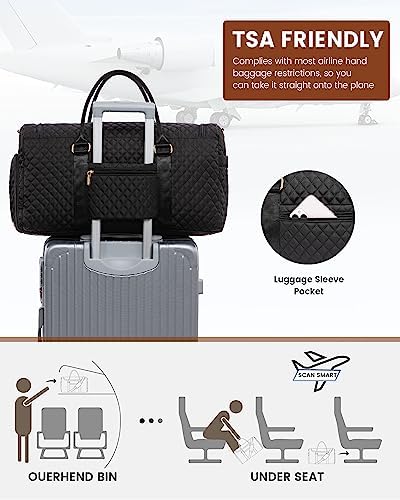 LOVEVOOK Travel Duffle Bag, 40L Weekender Overnight Bag with Toiletry, Quilted Carry On Bags with Shoe Compartment, Gym Duffel Bags with Wet Pocket for Women, Hospital Bags for Labor and Delivery - Image 6
