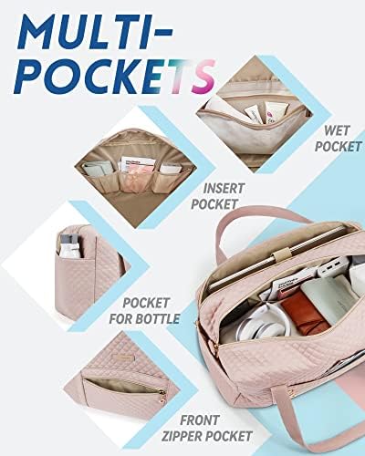 Travel Duffle Bag, BAGSMART 37L Weekender Overnight Bag with Wet Pocket for Women, Large Carry On Bag with Laptop Compartment and Shoes Bag for Travel, Business Trips, Sports(Pink) - Image 6