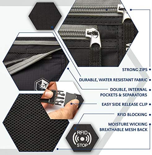 VENTURE 4TH Travel Money Belt - Slim Passport Holder RFID Blocking Travel Pouch to Protect Cash, Credit Cards and Travel Documents (Black) - Image 5