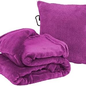 Well Traveled - 2 in 1 Fleece Travel Blanket with Stuffable Pillowcase for Air Travel - Convenient Design for Easy, Comfy Travel