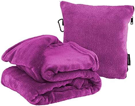 Well Traveled - 2 in 1 Fleece Travel Blanket with Stuffable Pillowcase for Air Travel - Convenient Design for Easy, Comfy Travel