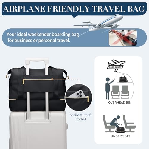 Travel Duffel Bags for Women Weekender Bags with Shoe Compartment Carry on Overnight Bags with Toiletry Bag Gym Bag with Wet Pocket Personal Item Travel Bag for Labor Delivery - Image 6