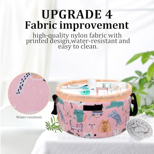 Large Barrel Drawstring Makeup Bag,Travel Makeup Bag,Portable Cosmetic Bag Make Up Organizer Bag for Travel Accessories Essentials and Hair Product,Gifts for Women Girls(cat makeup bag) - Image 5