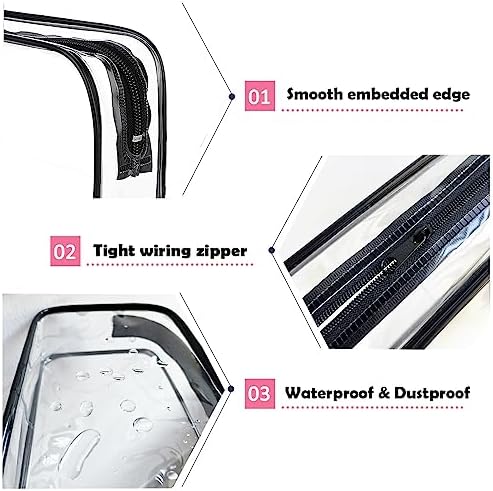 TSA Approved Toiletry Bag, 3 Pack Clear Travel Bags for Toiletries, Quart Size Makeup Cosmetic Bag Organizer for Women Men Travel Accessories(Black) - Image 4