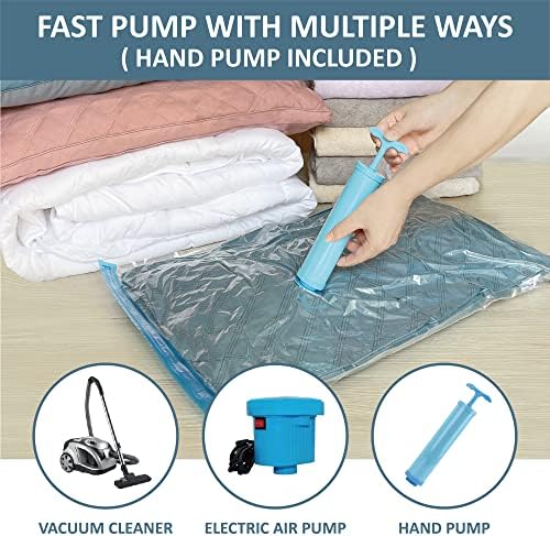 10 Pack Vacuum Storage Bags with Pump, 5 Jumbo and 5 Large Space Saver Vacuum Storage Bags, Vacuum Seal Bags for Clothing, Comfoters, Pillows, Blanket, Bedding - Image 6