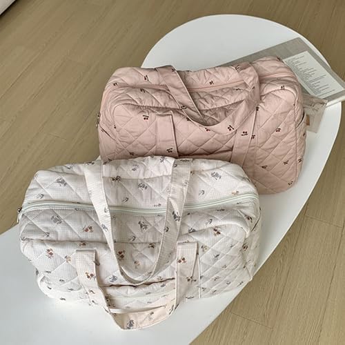 Cute Tote Duffel Bags Women White Flower Travel Duffel Bag Weekender Overnight Duffel Travel Carry On Purses for Women Work Diaper Gym Tote Hospital Bag for Labor Delivery - Image 7