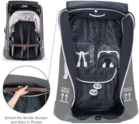 Stroller Bag for Airplane, Stroller Travel Bag Compatible with UPPAbaby Vista, Vista V2, Cruz V2, Rolling Wheel Bag with Storage Pocket, Multiple Handles, Luggage Tag for Flight Travel, Grey - Image 5