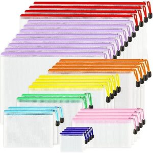 32pcs Mesh Zipper Pouch Bags, 8 Sizes, 8 Colors for Organizing, Board Game Storage, Travel, School, Office