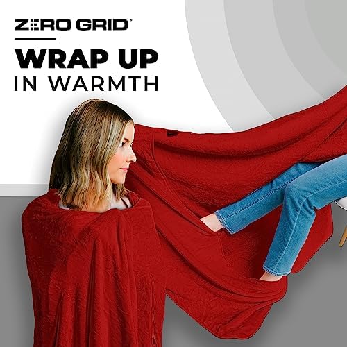 Lightweight Travel Blanket - Premium & Compact Airplane Wearable Blanket with Neck Snaps, Cozy Foot Pockets, Zipper Pouch - Converts into Soft Pillow - Designed for Ultimate Comfort - Scarlet - Image 9