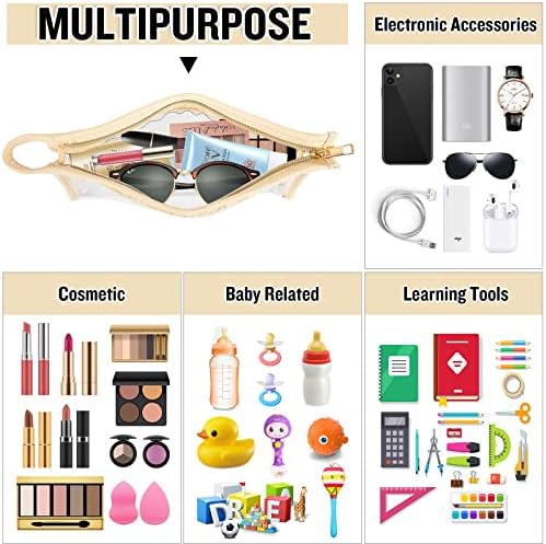 2 Pcs Boho Straw Clear Makeup Letter Bag BEACH Pouch, Sunscreen Bags for Beach Travel Small Cute Chenille Letter SPF Bag Pouch,Waterproof Beach Toiletry Sun Bag Best Beach Accessories for Women(BEACH) - Image 6
