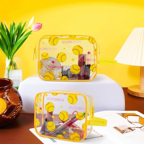 16PCS Softball Cosmetic Bag - Softball Gift Accessories Bags Goodie Snack Makeup Bag,Waterproof Softball Clear PVC Bag,Travel Toiletry Zipper Pouch Organizer,Softball Team Gifts for Girls Team Player - Image 4