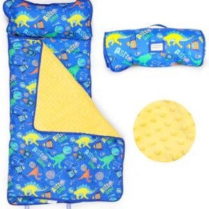 Nature’s Haven Lightweight Nap mat for Kids with Plush Blanket, Removable Pillow & Attached Straps – Soft Toddler Travel Bed with Roll Up Design – Perfect for Preschool, Daycare, Traveling