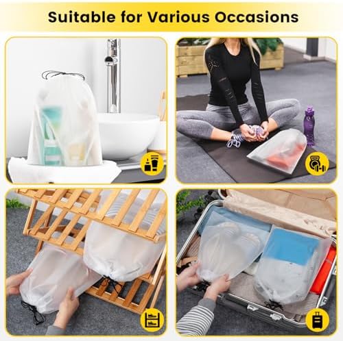 Vorspack Shoe Bags for Travel - 6 Pcs Transparent Drawstring Backpack Travel Shoe Bag Clear Drawstring Bag Large Shoe Organizer with Rope Travel Essentials for Men Women - Image 7