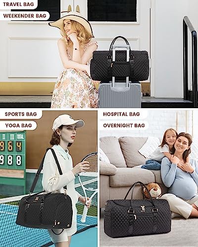 LOVEVOOK Travel Duffle Bag, 40L Weekender Overnight Bag with Toiletry, Quilted Carry On Bags with Shoe Compartment, Gym Duffel Bags with Wet Pocket for Women, Hospital Bags for Labor and Delivery - Image 7