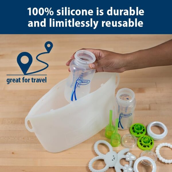 Dr. Brown's Microwave Steam Sterilizer Bag for Baby Bottles, Breast Pump Parts & Other Toddler Accessories, 100% Silicone, Reusable Sterilizing Bag - Image 2