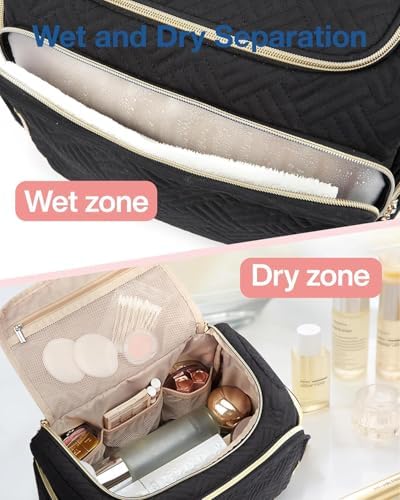 BAGSMART Travel Toiletry Bag, Large Wide-open Travel Bag for Toiletries, Makeup Cosmetic Travel Bag with Handle - Image 2