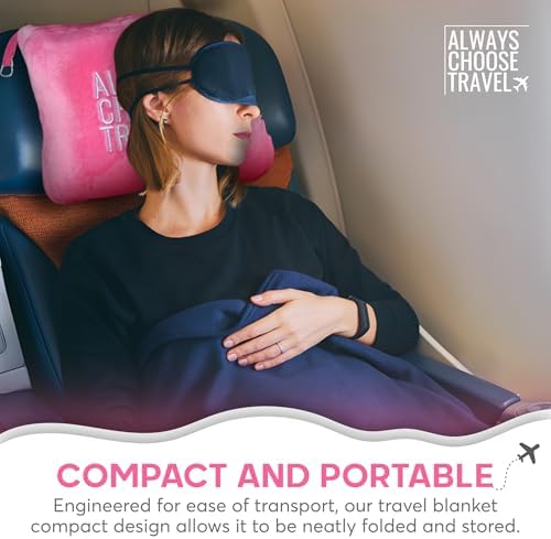 Premium Pillow Blanket Set - 2-in-1 Packable Travel Blanket and Pillow with Hand Luggage Sleeve, Backpack Clip, and Soft Portable Pillowcase - Airplane Blanket for Travel - (Pink) - Image 6