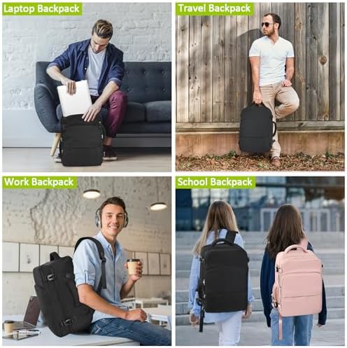 Travel Backpack for Women Men,Travel Laptop Backpack w/USB Charging Port, Waterproof Travel Backpack Carry On Flight Approved,Weekender Business Hiking Bag,Laptop Backpack 15.6 inch - Image 9