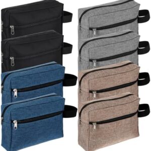 8 PCS Travel Toiletry Bag for Women and Men, Travel Pouch, Large Shaving Bag, Portable Grooming Bags, Foldable Storage Bags with Handle for Cosmetics Toiletries Tools, 4 Colors