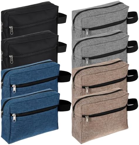 8 PCS Travel Toiletry Bag for Women and Men, Travel Pouch, Large Shaving Bag, Portable Grooming Bags, Foldable Storage Bags with Handle for Cosmetics Toiletries Tools, 4 Colors