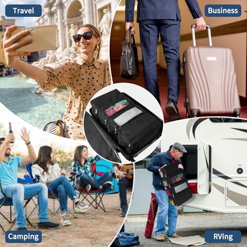 esouler Suitcase Organizer - Hanging Packing Cubes & Portable Travel Shelves for Carry-on (Black, Small) - Image 7