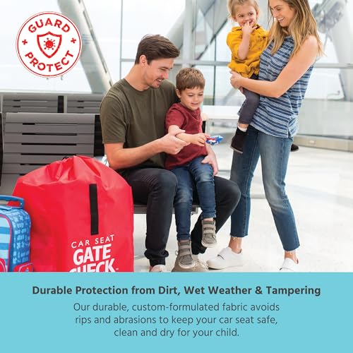 J.L. Childress Gate Check Bag for Car Seats - Travel Bag for Airplane - Includes AIRTAG Holder - Fits All Baby Car Seats, Infant Carriers & Child Booster Seats, Red - Image 4
