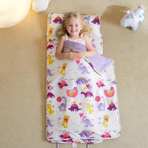 Toddler Nap Mat with Removable Pillow and Plush Blanket, Roll Up Napping Mats for Kids Ages 3-6 Years, Kid Sleeping Bag for Preschool Daycare Travel Camping, 53" x 23" - Image 7