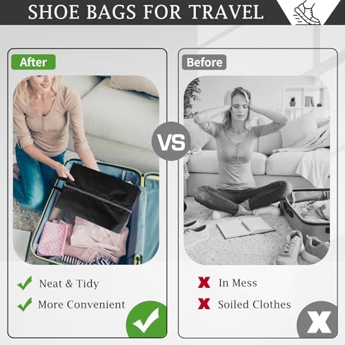 Shoe Bags for Travel, Set of 4 Pack Shoe Travel Bags for Packing, Large Waterproof Portable Travel Shoe Bag with Zipper Travel Essentials Women for and Men - Image 5