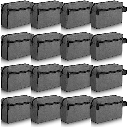 Paterr 16 Pcs Travel Toiletry Bag for Women Men Large Water Resistant Shaving Bag Hanging Cosmetic Bag with Handle and Divider Storage Travel Pouch Case (Dark Gray)