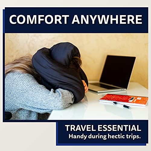 Travel Pillow and Polyester Blanket, 3 in 1 Breathable Square Pillow/Infinity Pillow/Micro Fleece Polyester Blanket for Comfort on Airplane, Car, Bus, and Home - Black - Image 4