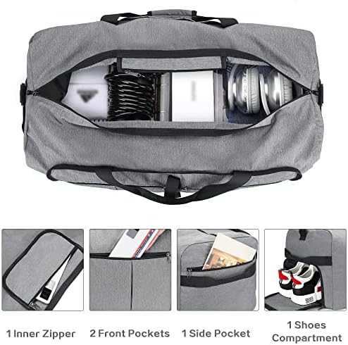 120L Travel Duffle Bag for Men, Large Foldable Duffel Bag for Travel with Shoe Compartment Overnight Weekender Bag Gym Bag for Men Women Waterproof & Tear Resistant (Gray, 120L) - Image 3