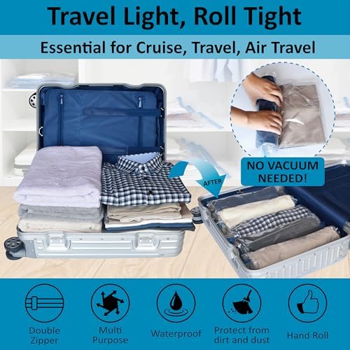 Compression Bags for Travel - Travel Essentials - 24 Pack Space Saver Bags - No Vacuum Needed - Compression Packing Bags for Cruise Accessories - Image 2