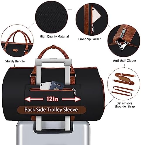 Convertible Garment Duffel Bag for Travel - Carry On Garment Bags With Toiletry Bag Large Weekender Bag for Men Women 2 in 1 Hanging Suitcase Suit Travel Duffel Overnight Bags 4pcs Set - Image 4