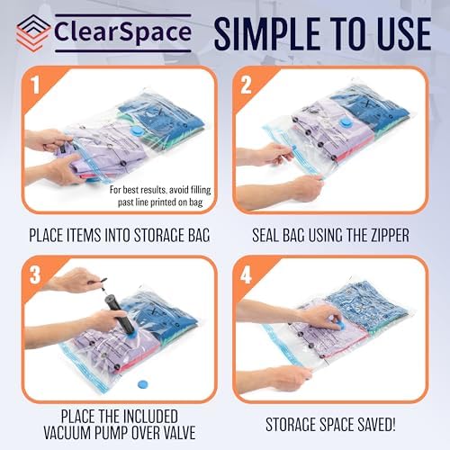 Vacuum Seal Bags for Clothing Travel, 30 Combo - Space Saver Vacuum Storage Bags, Blanket & Clothes Storage Bags Vacuum Sealed – Hand Pump Included, Bolsas Para Guardar Ropa Al Vacío - Image 5