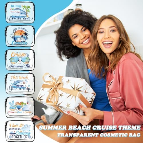 6PC Clear Cruise Makeup Bags Gifts for Women, Clear Beach Cosmetic Bag Cruise Ship Survival Kit Essentials, Travel PVC Waterproof Toiletry Bags for Girls Sister Daughter Nurse Teacher - Image 7