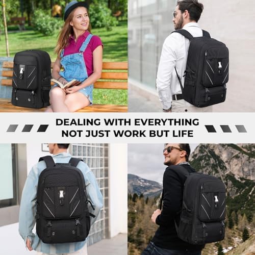 18.4 Inch Large Travel Backpack with Shoe Compartment,80L Water Resistant Anti Theft Backpacks with USB Charging Port,Carry on Flight Approved Laptop Bag Multiple Compartments,for Men Women - Image 6