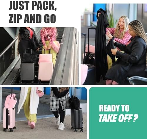 TAKE OFF All-in-One Travel Blanket and Pillow - Super Soft Microfiber Fabric, 3 Day Clothing Storage with Secure Zipper Pockets Keep Valuables Safe, Hand Free Trolley Holder, Ultimate Travel Accessory - Image 7