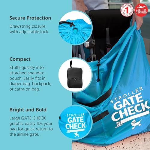 J.L. Childress Gate Check Travel Bag for Single & Double Stroller, Neon Blue - Image 2