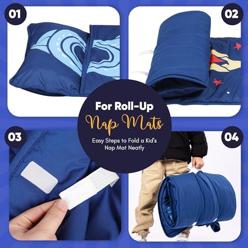 Nap mat - Toddler Nap Mat with Pillow & Fleece Blanket- 21" x 50" -Lightweight Toddler Sleeping Bag for Preschool, Daycare, Travel, Camping Ages 2-7 Years - Image 7