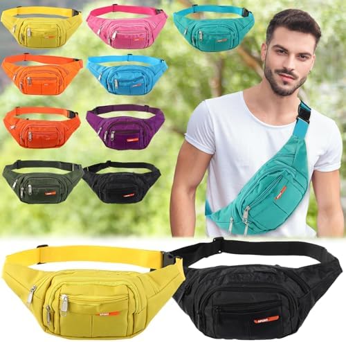 Reginary 9 Pcs Fanny Pack for Women Waist Bag Packs Men Crossbody Waterproof Adjustable Fanny Pack Running Bag Running Fanny Pack for Travel Hiking Running Outdoor (Chic Color) - Image 5