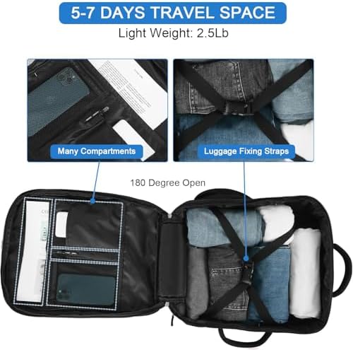 Hanples Travel Backpack for Women Men, Large Carry On Person Item Luggage Backpack, TSA Flight Approved 17.3 In Laptop Bag, Waterproof anti theft Casual Hiking Bag (Black) - Image 6