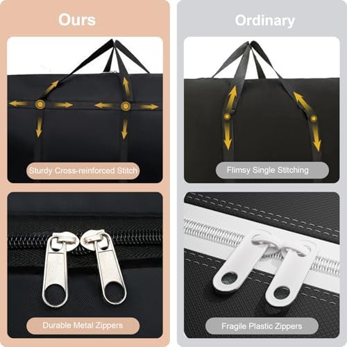 WITERY 2 Pack 180L Large Storage Bags - Big Moving Bags Heavy Duty with Zippers & Handles, Alternative to Moving Boxes and 39Inch Storage Tote for Space Saving, Travel, Clothes, Blankets, Pillows - Image 4